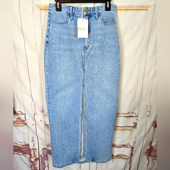 NWOT Show Me Your Mumu McEntire Maxi Denim Skirt size 28 - Picture 2 of 10
